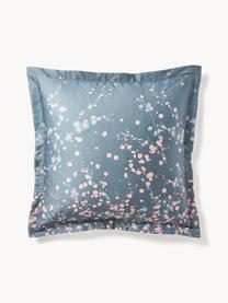 Baumwollsatin-Kopfkissenbezug Sakura mit Blumen-Print, Webart: Satin Fadendichte 250 TC,, Blau, Hellrosa, Weiss, B 40 x L 80 cm