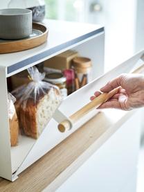 Brotkasten Tosca mit magnetischer Öffnung, Korpus: Metall, beschichtet, Griff: Holz, Weiß, Holz, B 43 x H 24 cm