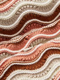 Pletený bavlněný povlak na polštář Emilio, 100 % bavlna, Světle béžová, terakotová, meruňková, Š 45 cm, D 45 cm