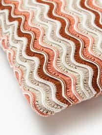 Housse de coussin 45x45 en tricot Emilio, 100 % coton, Beige clair, terracotta, abricot, larg. 45 x long. 45 cm