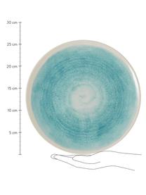 Ręcznie wykonany talerz duży Pure, 6 szt., Ceramika, Niebieski, biały, Ø 26 cm
