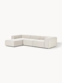 Modulares Sofa Lennon (4-Sitzer) aus Bouclé mit Hocker, Bezug: Bouclé (100 % Polyester) , Gestell: Massives Kiefernholz, Spe, Bouclé Off White, B 329 x T 207 cm