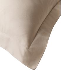 Satin-Kopfkissenbezüge Premium aus Bio-Baumwolle in Beige mit Stehsaum, 2 Stück, Webart: Satin Fadendichte 400 TC,, Taupe, B 40 x L 80 cm