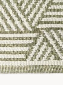 Tapis tufté main l'intérieur/l'extérieur Skara, 100 % polyester, certifié GRS, Blanc crème, vert olive, larg. 80 x long. 150 cm (taille XS)