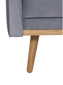 Poltrona in velluto grigio Saint, Rivestimento: velluto (poliestere) Il r, Struttura: legno di quercia massicci, Velluto grigio, Larg. 85 x Prof. 76 cm