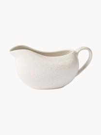 Saucière artisanale Nordic Vanilla, Grès cérame émaillé, Blanc cassé, chiné, larg. 18 x haut. 10 cm