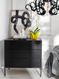 Commode en pin Adam, Pin, laque noire, larg. 94 x haut. 93 cm