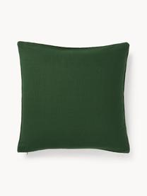 Housse de coussin brodée avec motif houx Elysia, Vert foncé, blanc, larg. 50 x long. 50 cm