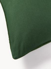 Copricuscino ricamato con motivo agrifoglio Elysia, Rivestimento: 100% cotone, Verde scuro, bianco, Larg. 50 x Lung. 50 cm