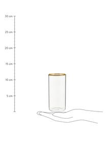 Wassergläser Boro aus Borosilikatglas mit goldfarbenem Rand, 6 Stück , Borosilikatglas, Transparent, Goldfarben, Ø 6 x H 12 cm