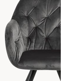 Otočná sametová židle s područkami Lucie, Tmavě šedá, Š 58 cm, H 62 cm