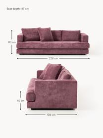 Sofa Tribeca (3-Sitzer), Bezug: 100 % Polyester Der strap, Gestell: Buchenholz, Kiefernholz, , Füße: Kiefernholz Dieses Produk, Webstoff Aubergine, B 228 x T 104 cm