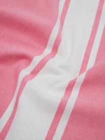 Telo fuota a righe con frange St Tropez, 100% cotone, Rosa, bianco, Larg. 100 x Lung. 200 cm