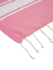 Fouta con flecos St Tropez, 100% algodón, Rosa, blanco, An 100 x L 200 cm