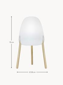 Dimmbare Solar-Gartenleuchte Rocket mit Fernbedienung, Lampenschirm: Polyethylen, Weiß, Buchenholz, Ø 38 x H 70 cm