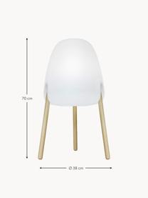 Lámpara solar para exterior regulable Rocket, con mando a distancia, Pantalla: polietileno, Patas: madera de haya, Blanco, madera de haya, Ø 38 x Al 70 cm