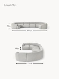 Sofa modułowa XL Bouclé Sofia, Tapicerka: Bouclé (100% poliester) D, Stelaż: drewno świerkowe, płyta w, Nogi: tworzywo sztuczne Ten pro, Jasnoszary Bouclé, S 450 x G 231 cm