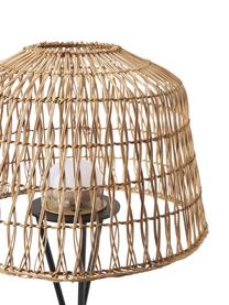 Lampada da terra treppiede mobile a LED dimmerabile con telecomando Amalfi, Paralume: fibra naturale, Struttura: metallo rivestito, Marrone, nero, Ø 49 x Alt. 148 cm