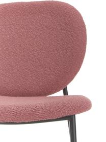 Krzesło tapicerowane bouclé Ulrica, 2 szt., Tapicerka: poliester Dzięki tkaninie, Nogi: metal malowany proszkowo, Blady różowy, S 47 x G 61 cm