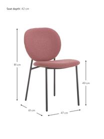 Bouclé-gestoffeerde stoelen Ulrica in roze, 2 stuks, Bekleding: 100% polyester, Poten: gepoedercoat metaalkleuri, Roze, 47 x 61 cm