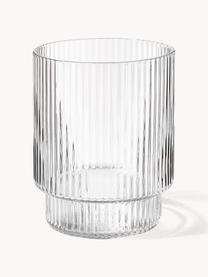 Mundgeblasene Wassergläser Ripple mit Rillenrelief, 4er-Set, Glas, mundgeblasen, Transparent, glänzend, Ø 7 x H 9 cm, 200 ml