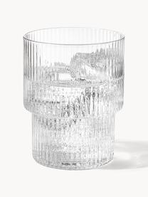 Verres à eau striés soufflés bouche Ripple, 4 élém., Verre, soufflé bouche, Transparent, haute brillance, Ø 7 x haut. 9 cm, 200 ml