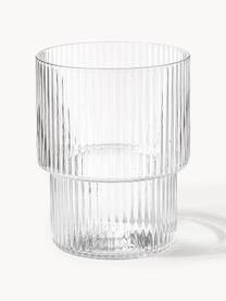 Mundgeblasene Wassergläser Ripple mit Rillenrelief, 4er-Set, Glas, mundgeblasen, Transparent, glänzend, Ø 7 x H 9 cm, 200 ml