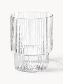 Verres à eau striés soufflés bouche Ripple, 4 élém., Verre, soufflé bouche, Transparent, haute brillance, Ø 7 x haut. 9 cm, 200 ml