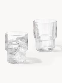 Verres à eau striés soufflés bouche Ripple, 4 élém., Verre, soufflé bouche, Transparent, haute brillance, Ø 7 x haut. 9 cm, 200 ml