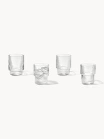 Mundgeblasene Wassergläser Ripple mit Rillenrelief, 4er-Set, Glas, mundgeblasen, Transparent, glänzend, Ø 7 x H 9 cm, 200 ml