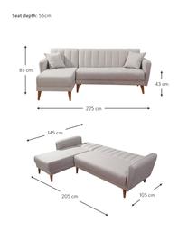 Divano letto 3 posti in tessuto beige Aqua, Rivestimento: lino, Struttura: legno di corno, metallo, Piedini: legno, Beige, Larg. 225 x Prof. 145 cm