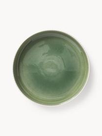 Platos hondos con relieve Bora, 4 uds., Cerámica esmaltada, Verde claro brillante, beige claro mate, Ø 22 cm