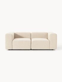 Modulares Bouclé-Sofa Lena (3-Sitzer), Bezug: Bouclé (93 % Polyester, 6, Gestell: Buchenholz, Spanplatte, H, Füße: Kunststoff, Bouclé Hellbeige, B 211 x T 106 cm