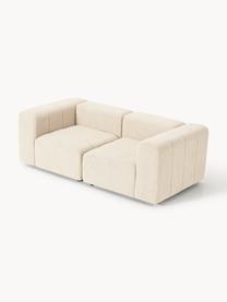 Divano componibile 3 posti in bouclé Lena, Rivestimento: bouclé (93% poliestere, 6, Struttura: legno di faggio, truciola, Piedini: plastica, Bouclé beige chiaro, Larg. 211 x Prof. 106 cm