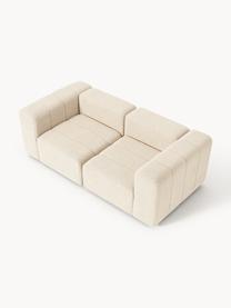 Modulares Bouclé-Sofa Lena (3-Sitzer), Bezug: Bouclé (93 % Polyester, 6, Gestell: Buchenholz, Spanplatte, H, Bouclé Hellbeige, B 211 x T 106 cm