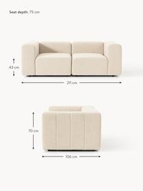 Modulares Bouclé-Sofa Lena (3-Sitzer), Bezug: Bouclé (93 % Polyester, 6, Gestell: Buchenholz, Spanplatte, H, Bouclé Hellbeige, B 211 x T 106 cm