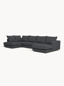 Narożna sofa modułowa Tribeca, Tapicerka: 100% poliester Dzięki tka, Stelaż: lite drewno sosnowe z cer, Nogi: lite drewno sosnowe z cer, Antracytowa tkanina, S 356 x G 195 cm, lewostronna