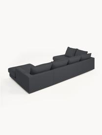 Narożna sofa modułowa Tribeca, Tapicerka: 100% poliester Dzięki tka, Stelaż: lite drewno sosnowe z cer, Nogi: lite drewno sosnowe z cer, Antracytowa tkanina, S 356 x G 195 cm, lewostronna