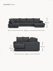 Narożna sofa modułowa Tribeca, Tapicerka: 100% poliester Dzięki tka, Stelaż: lite drewno sosnowe z cer, Nogi: lite drewno sosnowe z cer, Antracytowa tkanina, S 356 x G 195 cm, lewostronna