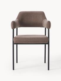 Gestoffeerde fauteuil Zoe, Bekleding: 100 % polyester Met 20.00, Frame: gepoedercoat metaal, Geweven stof bruin, B 56 x D 62 cm