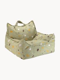 Fauteuil poire en bouclette pour enfants fait main Sugar, Bouclette vert olive, aspect terrazzo, larg. 70 x haut. 80 cm