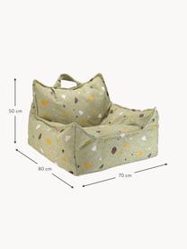 Handgefertigter Kinder-Sitzsack Sugar aus Bouclé, Bouclé Olivgrün, Terrazzo-Optik, B 70 x T 80 cm