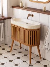 Lavabo con base in legno di teak Rokia, Beige chiaro, legno di teak, Larg. 95 x Alt. 90 cm