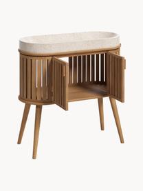 Meuble de salle de bain avec vasque Rokia, Beige clair, bois de teck, larg. 95 x haut. 90 cm