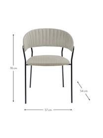Fluwelen stoelen Belle, 2 stuks, Bekleding: fluweel (100% polyester) , Frame: gepoedercoat staal, Fluweel grijs, zwart, B 57 x H 54 cm