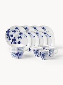 Súprava riadu z porcelánu Pacific Blue, 4 osoby (16 dielov), Porcelán, Abstraktný, 4 osoby (16 dielov)