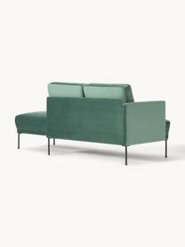 Fluwelen chaise longue Fluente, Bekleding: fluweel (hoogwaardig poly, Frame: massief grenenhout, FSC-g, Poten: gepoedercoat metaal, Fluweel petrol, B 202 x D 85 cm, rugleuning links