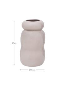 Handgefertigte Steingut-Vase Pebbles in Taupe, Steingut, Taupe, glänzend, Ø 15 x H 27 cm