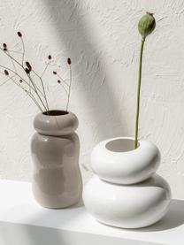 Vaso in gres color taupe fatto a mano Pebbles, Gres, Taupe lucido, Ø 15 x Alt. 27 cm