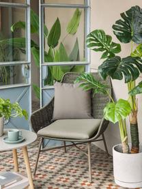 Garten-Loungesessel Abeli, Sitzschale: Seil, gefärbt, Gestell: Metall, verzinkt und lack, Bezug: Stoff, Webstoff Hellbeige, Olivgrün, B 68 x T 67 cm